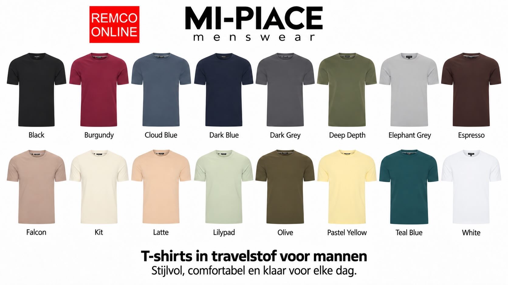 grootste keus in kleuren en maten t-shirts van Mi-Piace mannen in travelstof