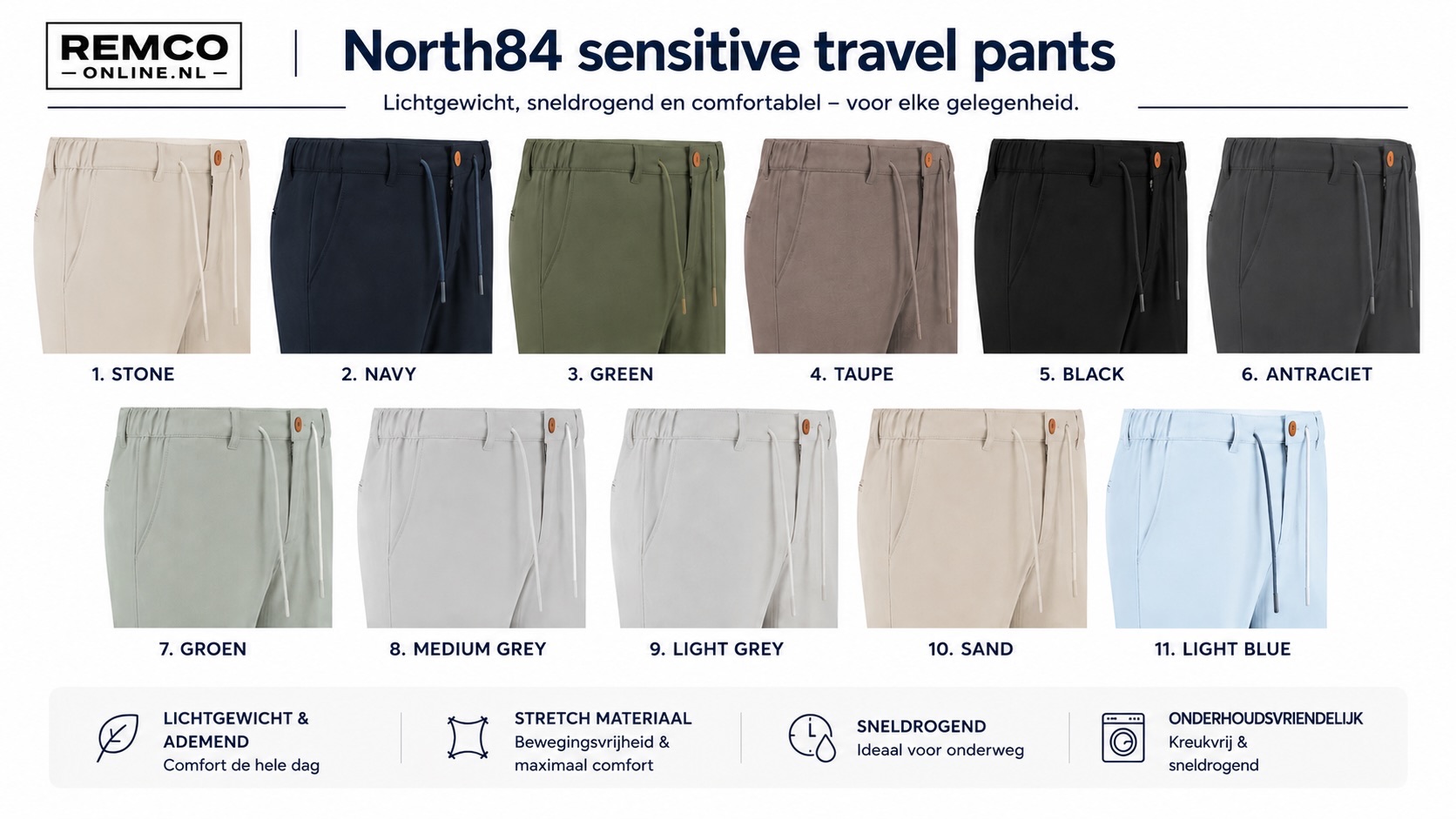 de grootste keus North84 travelpants in kleuren en maten
