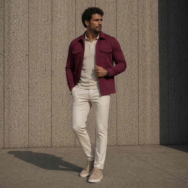mi piace travel overshirt in kleur burgundy