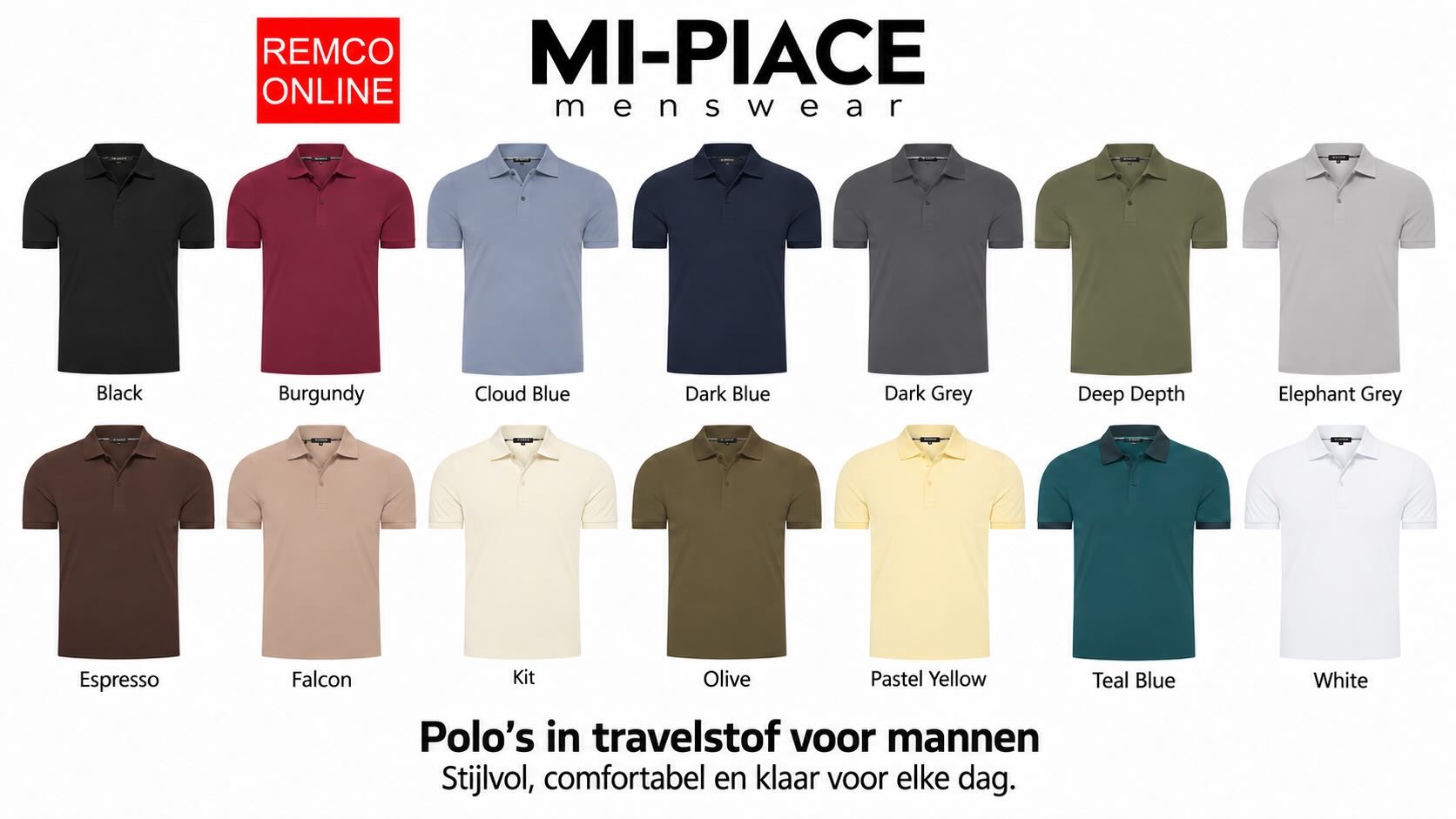 de grootste keus in kleuren en maten polo's van Mi-Pace in travelstof